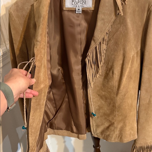 Wilsons Leather Brown Suede Fringe Blazer - Picture 4 of 5
